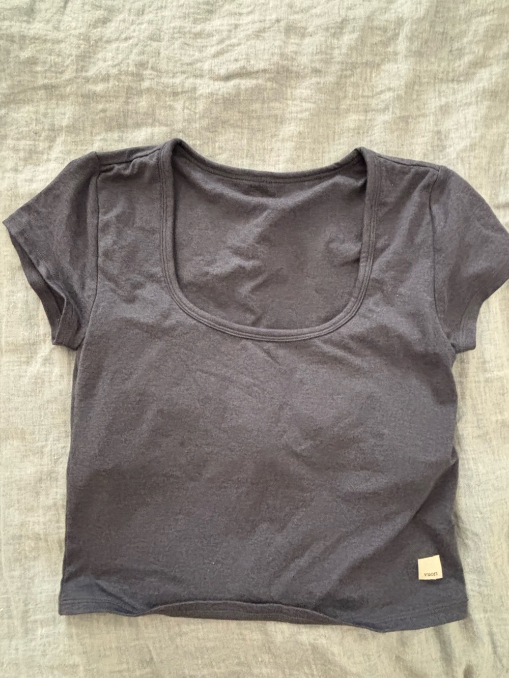 Vuori Scoop Neck Short Sleeve Top - small heather navy
